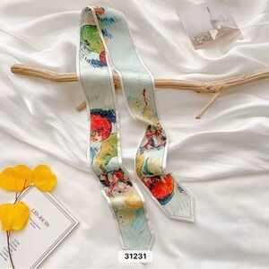 Elegant Multicolor Silk Skinny Scarf